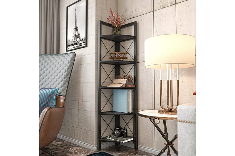 Desgrar Bokhylle 30,5x160 cm - Svart - Oppbevaring - Hylle - Hjørnehylle