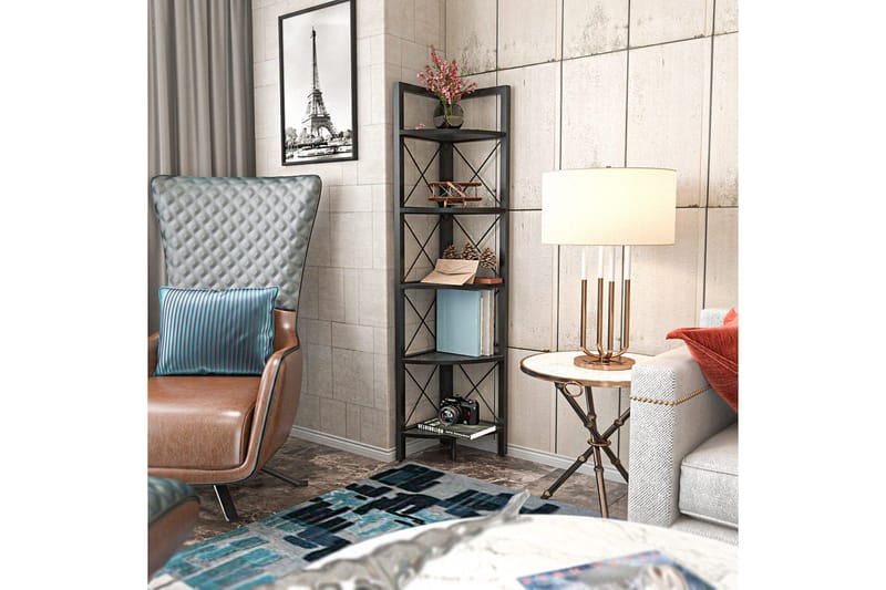 Desgrar Bokhylle 30,5x160 cm - Svart - Oppbevaring - Hylle - Hjørnehylle