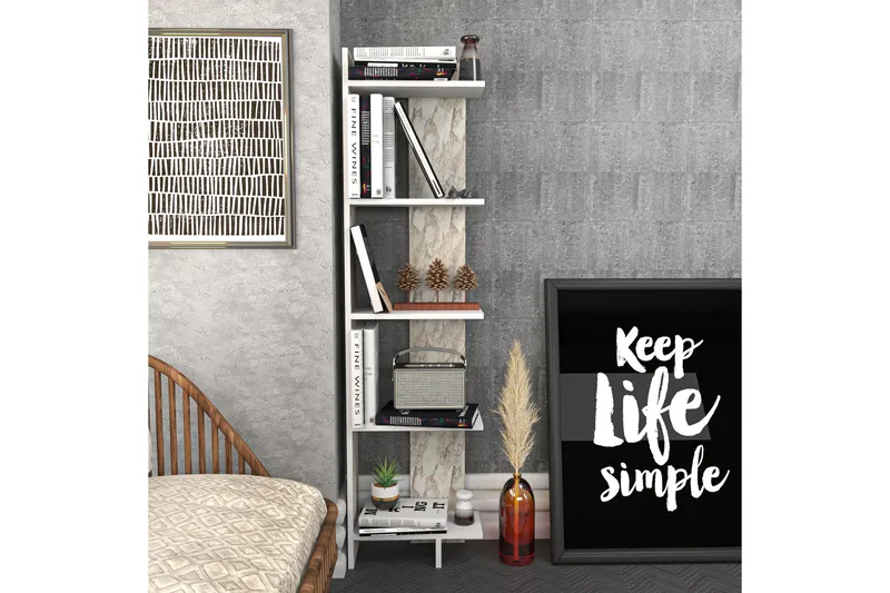 Desgrar Bokhylle 45,2x180 cm - Hvit - Oppbevaring - Hylle - Bokhylle