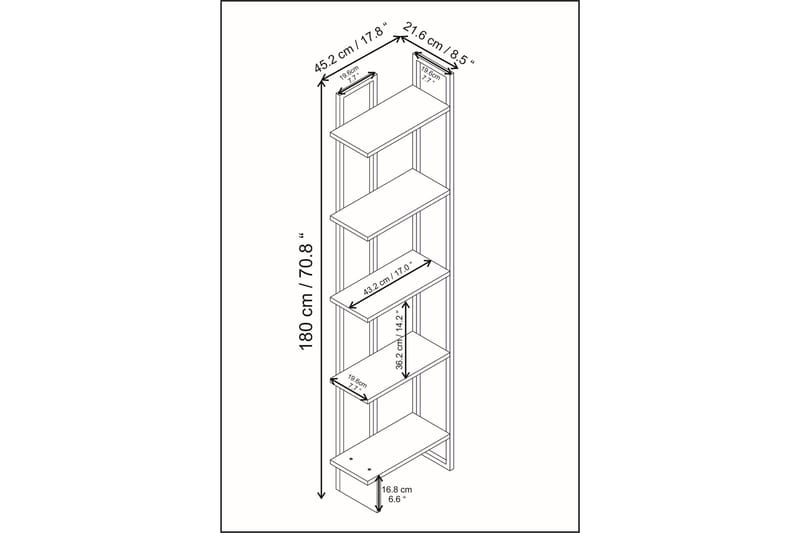Desgrar Bokhylle 45,2x180 cm - Svart - Oppbevaring - Hylle - Bokhylle