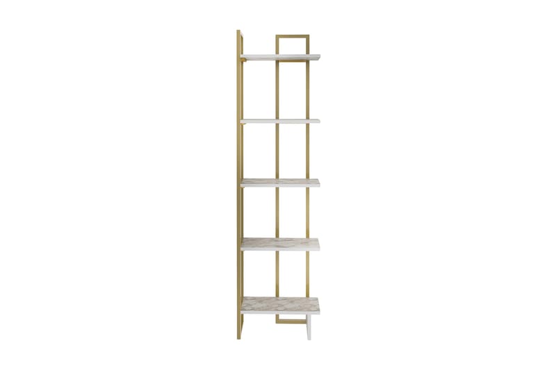Desgrar Bokhylle 45.2x180 cm i Tre med Metallramme - Hvit - Oppbevaring - Hylle - Bokhylle