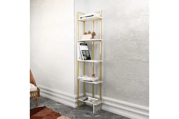 Desgrar Bokhylle 45.2x180 cm i Tre med Metallramme - Hvit - Oppbevaring - Hylle - Bokhylle