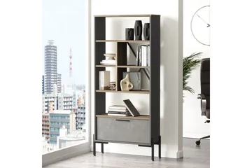 Desgrar Bokhylle 45x76 cm - Brun/Betonggrå/Antrasitt - Oppbevaring - Hylle - Bokhylle