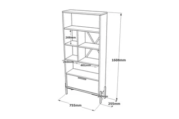 Desgrar Bokhylle 45x76 cm - Brun/Betonggrå/Antrasitt - Oppbevaring - Hylle - Bokhylle