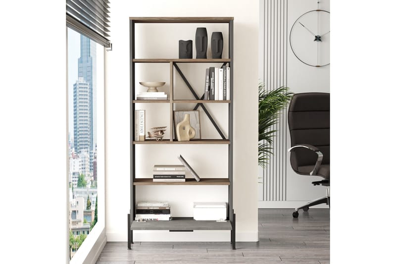 Desgrar Bokhylle 45x76 cm, Brun/Betonggrå/Antrasitt