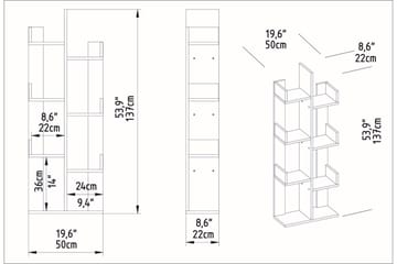 Desgrar Bokhylle 50x173 cm - Brun - Oppbevaring - Hylle - Bokhylle