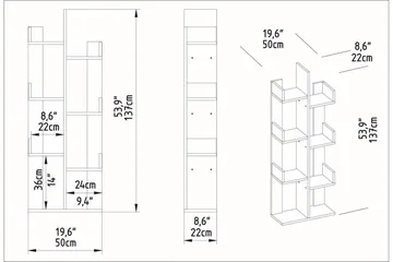 Desgrar Bokhylle 50x173 cm - Brun - Oppbevaring - Hylle - Bokhylle