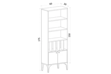 Desgrar Bokhylle 60x175 cm - Blå - Oppbevaring - Hylle - Bokhylle