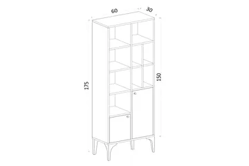 Desgrar Bokhylle 60x175 cm - Blå - Oppbevaring - Hylle - Bokhylle