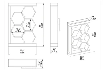 Desgrar Bokhylle 90 cm i Malt Tre - Hvit - Oppbevaring - Hylle - Bokhylle