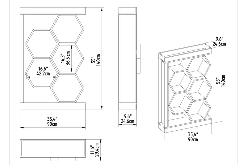 Desgrar Bokhylle 90x140 cm - Brun - Oppbevaring - Hylle - Bokhylle