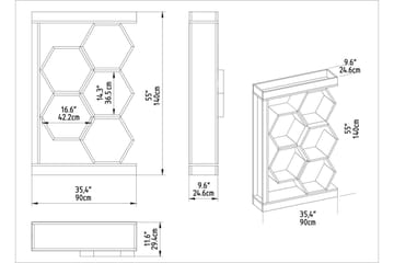 Desgrar Bokhylle 90x140 cm - Hvit - Oppbevaring - Hylle - Bokhylle