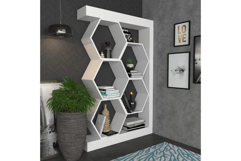 Desgrar Bokhylle 90x140 cm - Hvit - Oppbevaring - Hylle - Bokhylle