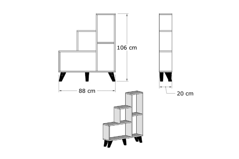 Elegancia Bokhylle 106 cm i Malt Tre - Hvit - Oppbevaring - Hylle - Bokhylle