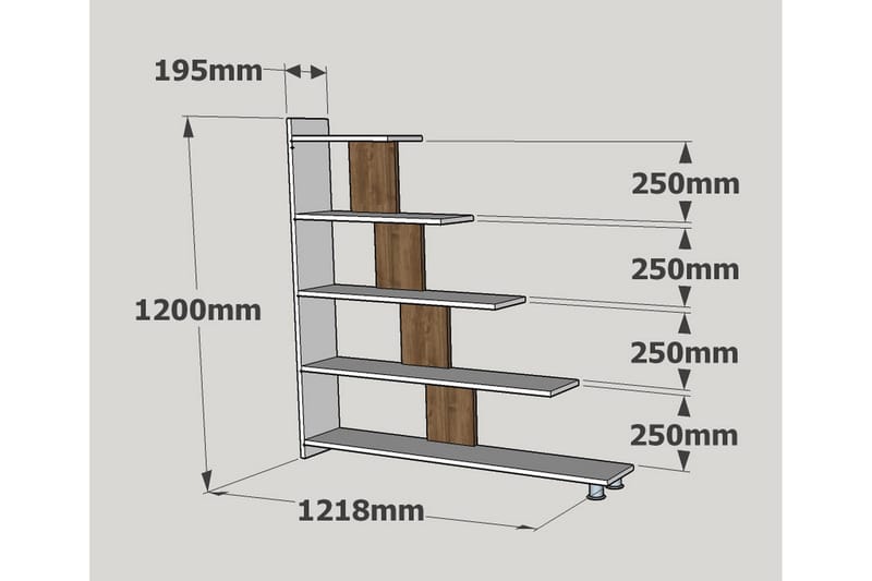 Elegancia Bokhylle 120 cm i Malt Tre - Hvit - Oppbevaring - Hylle - Bokhylle