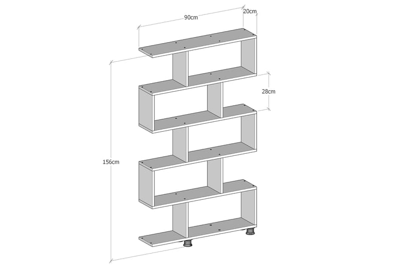Elegancia Bokhylle 90 cm i Malt Tre - Hvit - Oppbevaring - Hylle - Bokhylle