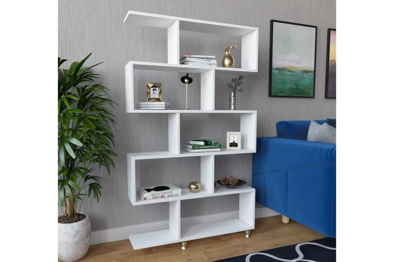 Elegancia Bokhylle 90 cm i Malt Tre, Hvit