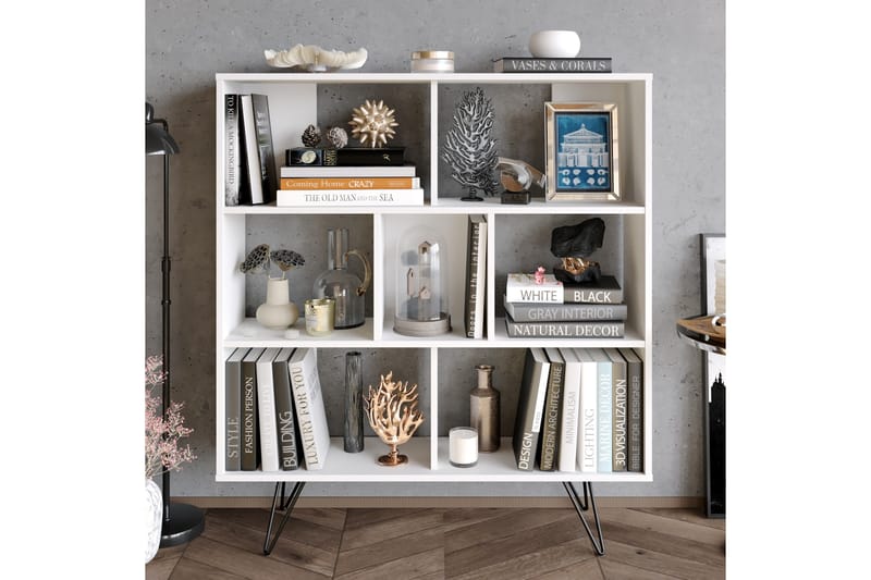 Frascone Bokhylle 120x30 cm 4 Hyller - Hvit - Oppbevaring - Hylle - Bokhylle
