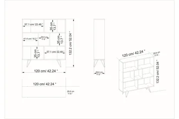 Frascone Bokhylle 120x30 cm 4 Hyller - Hvit - Oppbevaring - Hylle - Bokhylle