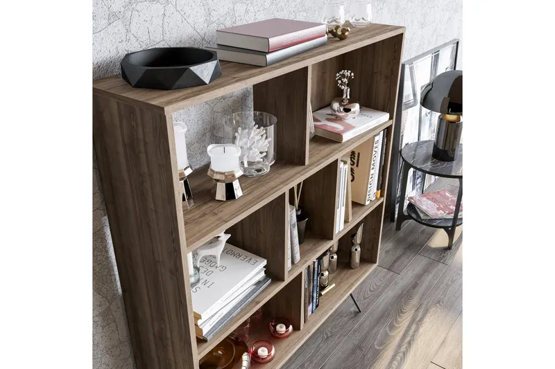 Frascone Bokhylle 120x30 cm 9 Hyller - Mørkebrun - Oppbevaring - Hylle - Bokhylle