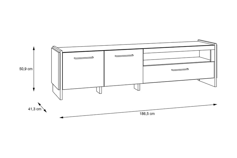 Gevgelija Bokhylle 41x187 cm - Brun/Svart - Oppbevaring - Hylle - Bokhylle