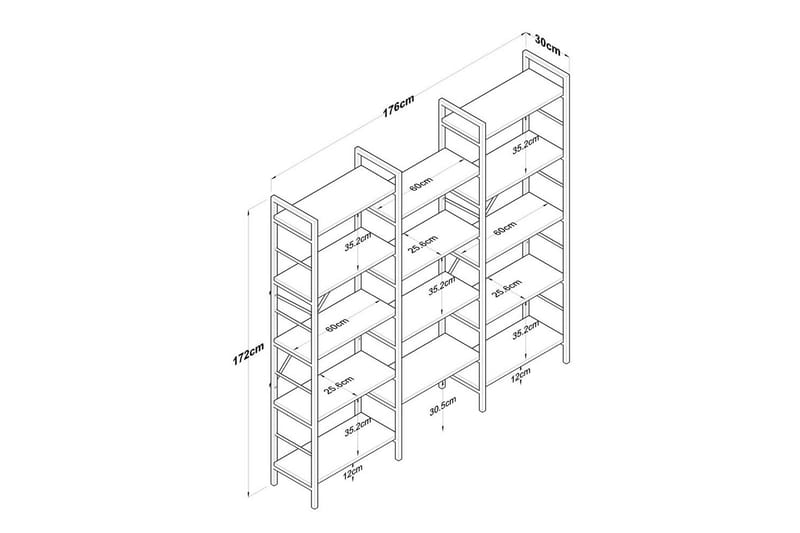 Bokhylle Goldmere Valnøtt / Svart - Brun/Svart - Oppbevaring - Hylle - Bokhylle