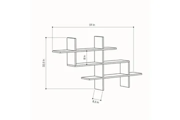 Halic Bokhylle 150x22 cm Brun - Hanah Home - Oppbevaring - Hylle - Vegghylle