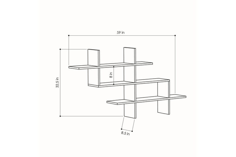 Halic Bokhylle 150x22 cm Brun - Hanah Home - Oppbevaring - Hylle - Vegghylle