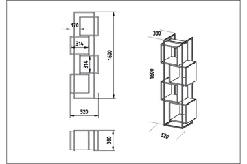 Hammann Bokhylle 38 cm i Malt Tre - Hvit - Oppbevaring - Hylle - Bokhylle