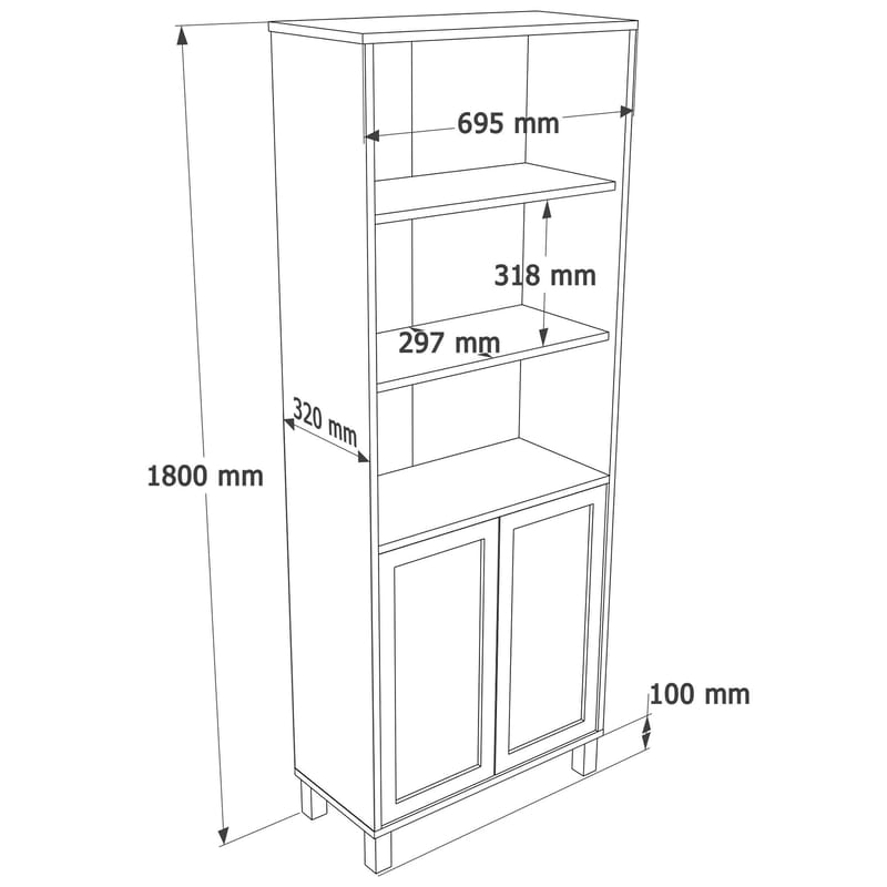Bokhylle Hanah Home Dune (69,5 x 180 x 32 cm) Eik - Eik - Oppbevaring - Hylle - Bokhylle
