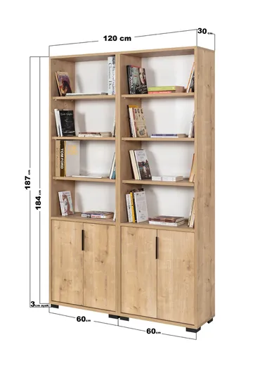 Bokhylle Hanah Home Evora (120 x 187 x 30 cm) Eik - Sapphire Oak - Oppbevaring - Hylle - Bokhylle