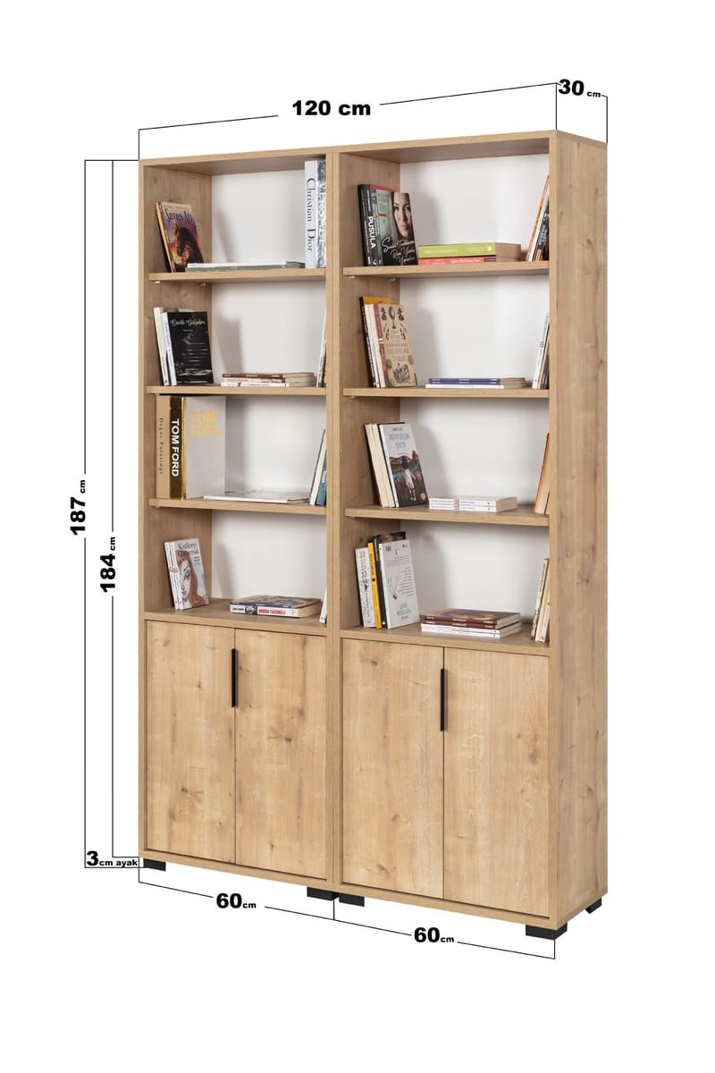 Bokhylle Hanah Home Evora (120 x 187 x 30 cm) Eik - Sapphire Oak - Oppbevaring - Hylle - Bokhylle