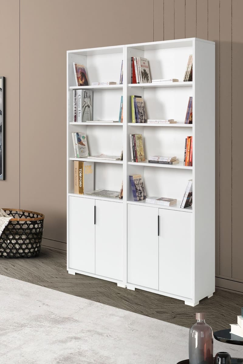 Bokhylle Hanah Home Evora (120 x 187 x 30 cm) Hvit - Hvit - Oppbevaring - Hylle - Bokhylle