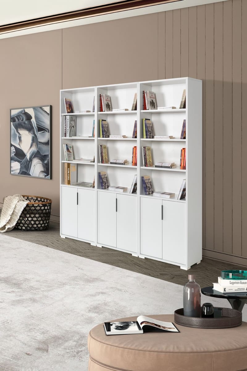 Bokhylle Hanah Home Evora Wide (180 x 187 x 30 cm) Hvit - Hvit - Oppbevaring - Hylle - Bokhylle