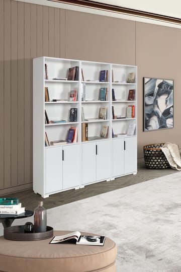 Bokhylle Hanah Home Evora Wide (180 x 187 x 30 cm) Hvit - Hvit - Oppbevaring - Hylle - Bokhylle