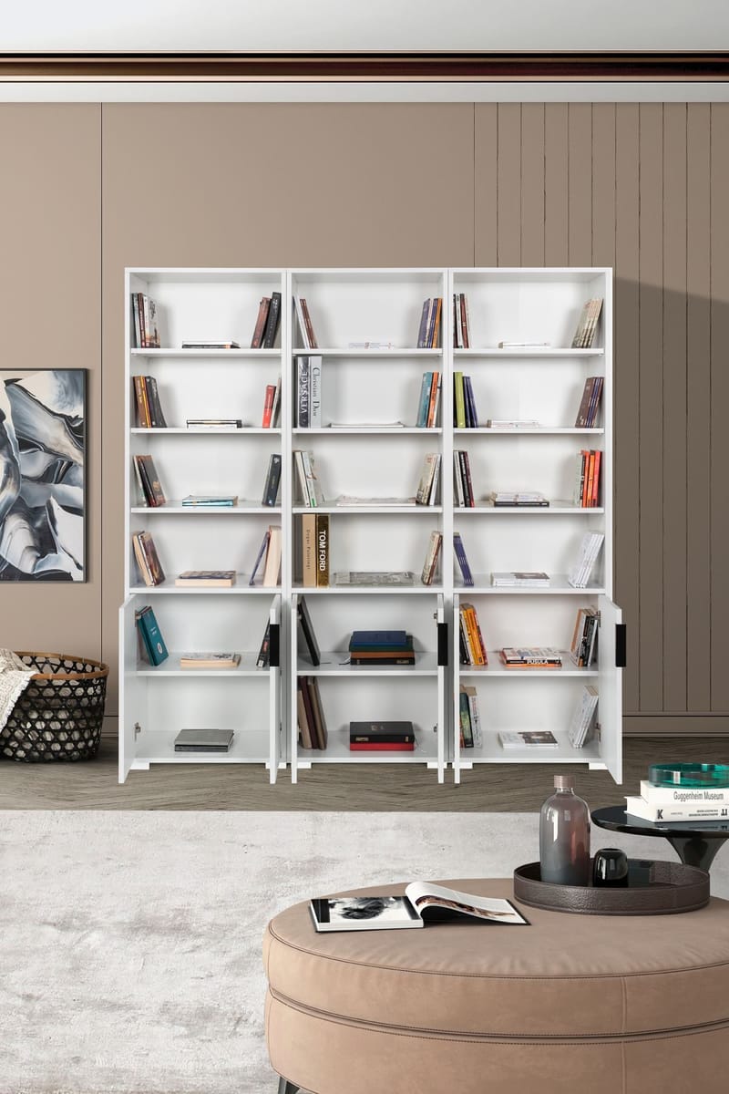 Bokhylle Hanah Home Evora Wide (180 x 187 x 30 cm) Hvit - Hvit - Oppbevaring - Hylle - Bokhylle
