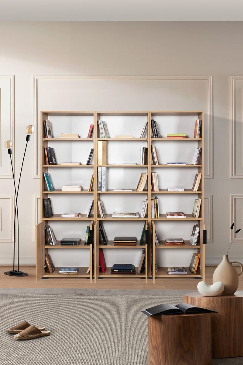 Bokhylle Hanah Home Evora Wide (180 x 187 x 30 cm) Sapphire Oak - Sapphire Oak - Oppbevaring - Hylle - Bokhylle