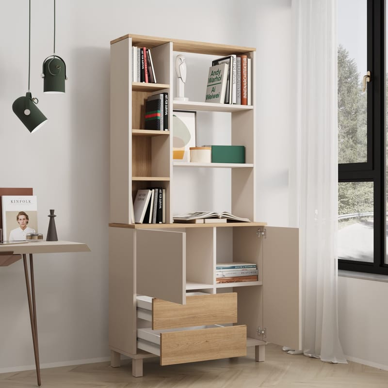 Bokhylle Hanah Home Mood (85,2 x 187,8 x 35 cm) Sand Oak - Sand og eik - Oppbevaring - Hylle - Bokhylle
