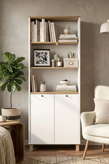 Bokhylle Hanah Home Nord (69,5 x 180 x 32 cm) White Oak - Hvit og eik - Oppbevaring - Hylle - Bokhylle