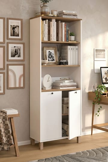 Bokhylle Hanah Home Nord (69,5 x 180 x 32 cm) White Oak - Hvit og eik - Oppbevaring - Hylle - Bokhylle