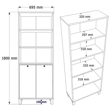 Bokhylle Hanah Home Nord (69,5 x 180 x 32 cm) White Oak - Hvit og eik - Oppbevaring - Hylle - Bokhylle