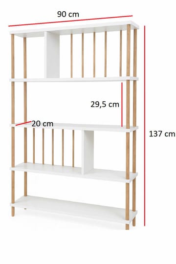 Bokhylle Hanah Home Peka Tall (90 x 137 x 20 cm) Hvit - Hvit - Oppbevaring - Hylle - Bokhylle
