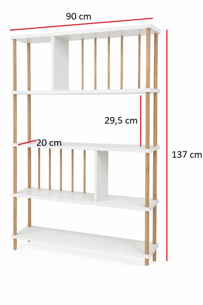 Bokhylle Hanah Home Peka Tall (90 x 137 x 20 cm) Hvit - Hvit - Oppbevaring - Hylle - Bokhylle