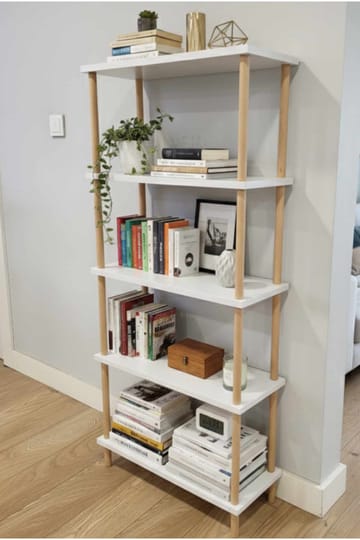 Bokhylle Hanah Home Pika Shelf (60 x 136 x 25 cm) Hvit - Hvit - Oppbevaring - Hylle - Bokhylle