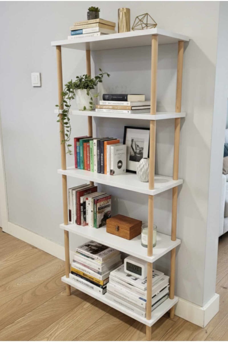 Bokhylle Hanah Home Pika Shelf (60 x 136 x 25 cm) Hvit - Hvit - Oppbevaring - Hylle - Bokhylle