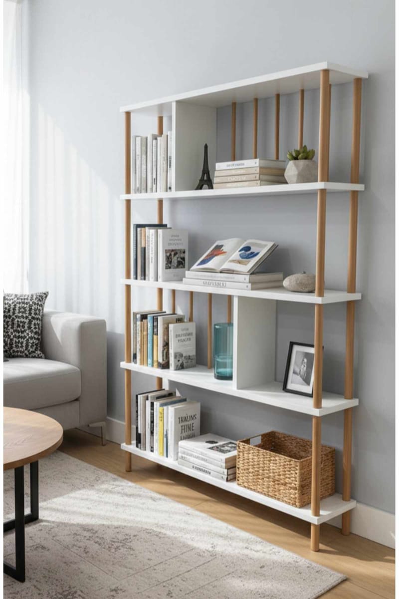 Bokhylle Hanah Home Peka Tall (90 x 137 x 20 cm) Hvit - Hvit - Oppbevaring - Hylle - Bokhylle