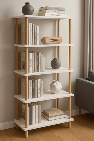 Bokhylle Hanah Home Pika Shelf (60 x 136 x 25 cm) Hvit - Hvit - Oppbevaring - Hylle - Bokhylle