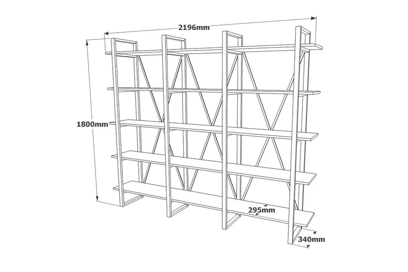 Hardyng Bokhylle 34x2120 cm - Natur - Oppbevaring - Hylle - Bokhylle