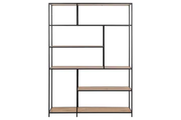 Hasslevik Bokhylle 135x35 cm 4 Hyller - Natur/Matt Svart - Oppbevaring - Hylle - Bokhylle