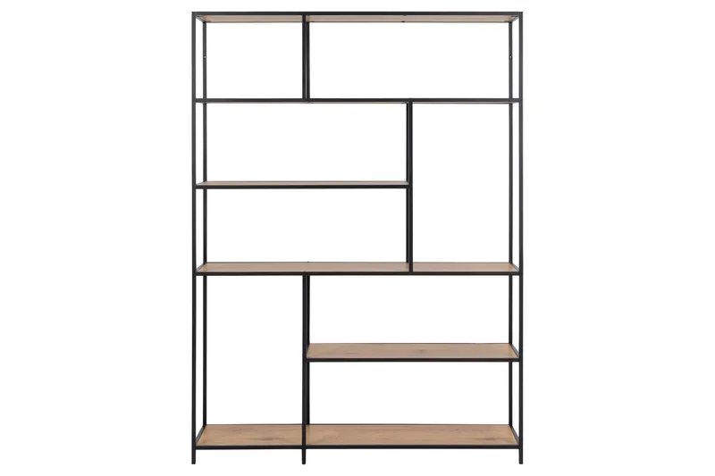 Hasslevik Bokhylle 135x35 cm 4 Hyller - Natur/Matt Svart - Oppbevaring - Hylle - Bokhylle